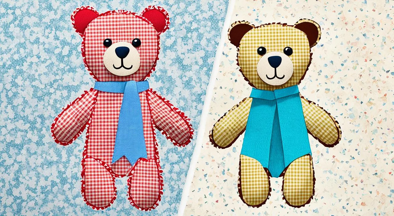 Cortes en V en los bordes de un oso de peluche Cortes en V en los bordes de un oso de peluche